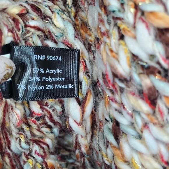 Boston Proper‎ XSmall Orange Chunky Knit Metallic Slouchy Pullover Sweat… - Picture 7 of 11